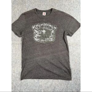 Lucky Brand T-Shirt Men's M Brown Team Roping Champions Graphic Short Sleeve Tee